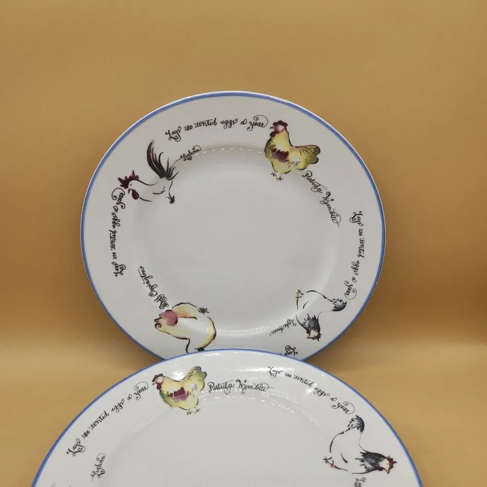 Chicken Breeds Plates Williams Sonoma Dessert Salad 8” Rosanna Made In Italy - Picture 4 of 15